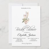 Weinflaschen Glas Rosa Brautparty Einladung (Vorderseite)