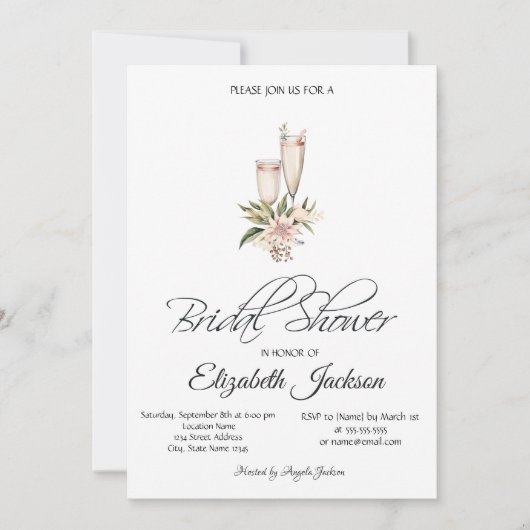 Weinflaschen Glas Rosa Brautparty Einladung (Vorderseite)