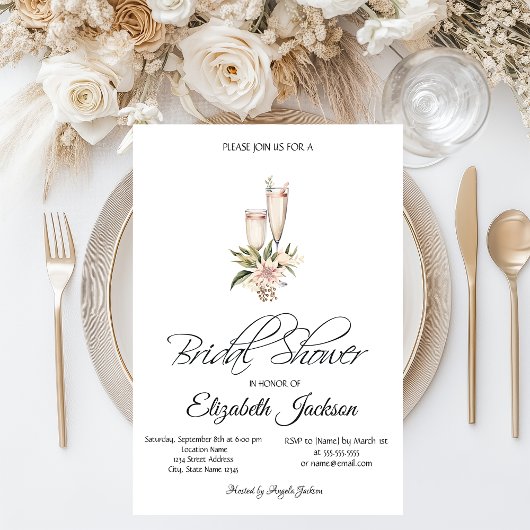 Weinflaschen Glas Rosa Brautparty Einladung