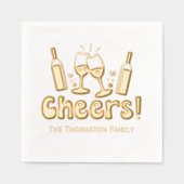 *Weinflaschen Gläser Cheers Familie / Firmenname Servietten Mit Folie (Vorderseite)