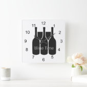 Weinflaschen Gläser "Wine Time" Design Wall Clock Quadratische Wanduhr (Zuhause)