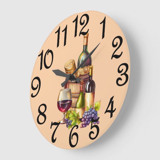 Weinflaschen Große Wanduhr (Winkel)