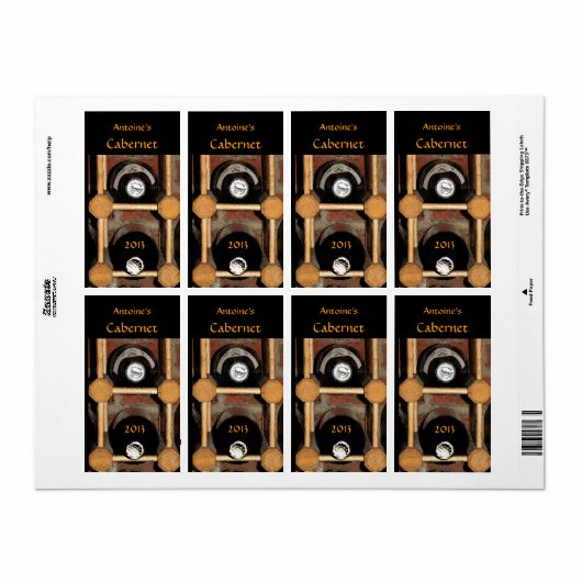 Weinflaschen im Rack Etikett (Vorne)