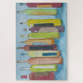 Weinflaschen in Aquarell Puzzle (Vertikal)