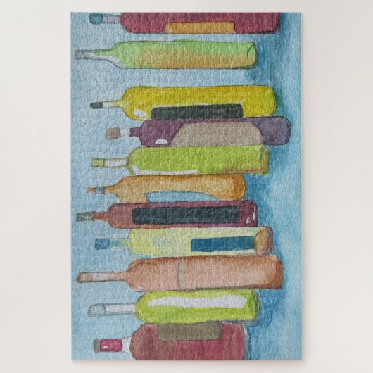 Weinflaschen in Aquarell Puzzle (Vertikal)