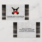 Weinflaschen | Marmor- und Holzkarte Visitenkarte (Vorne/Hinten)