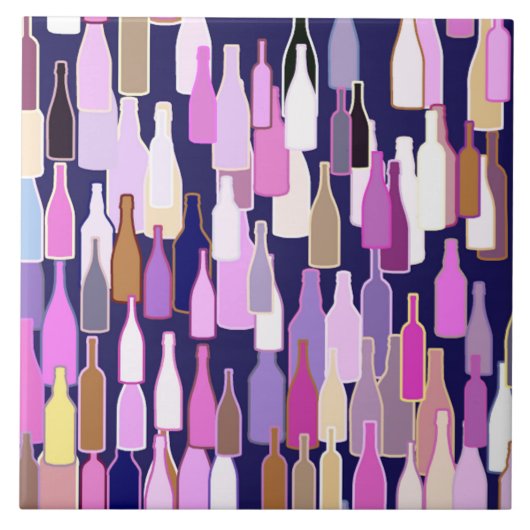 Weinflaschen, mehrfarbig, dunkelblau fliese (Vorderseite)