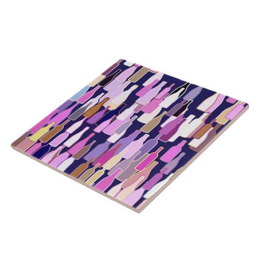 Weinflaschen, mehrfarbig, dunkelblau fliese (Seite)