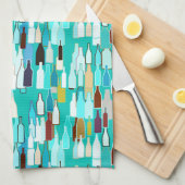 Weinflaschen, mehrfarbig, türkisfarbener Hintergru Küchentuch (Viertel Falte)