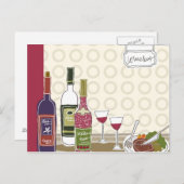 Weinflaschen mit Weinglas auf dem Tisch Postkarte (Vorne/Hinten)