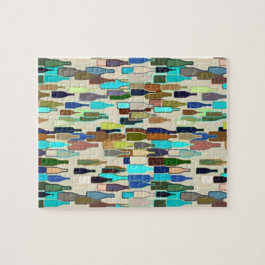 Weinflaschen, multi Farbe, beige Hintergrund Puzzle (Horizontal)