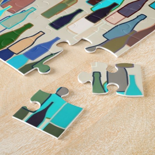 Weinflaschen, multi Farbe, beige Hintergrund Puzzle (Seite)