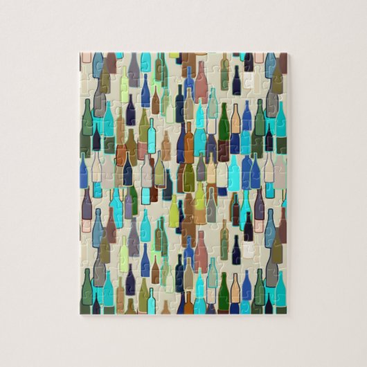 Weinflaschen, multi Farbe, beige Hintergrund Puzzle (Vertikal)