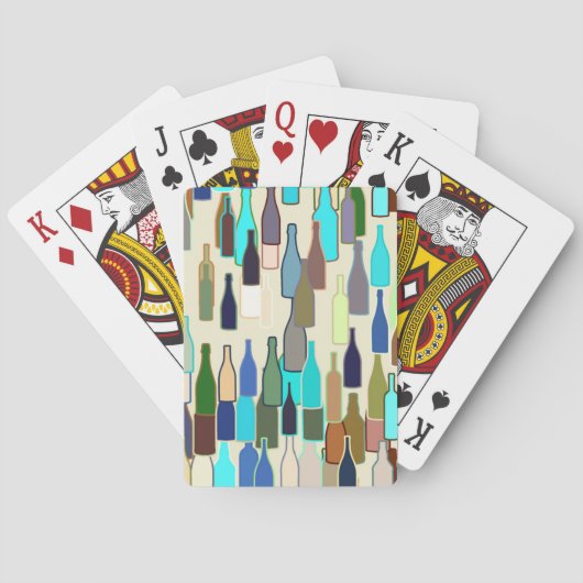 Weinflaschen, multi Farbe, beige Hintergrund Spielkarten (Rückseite)