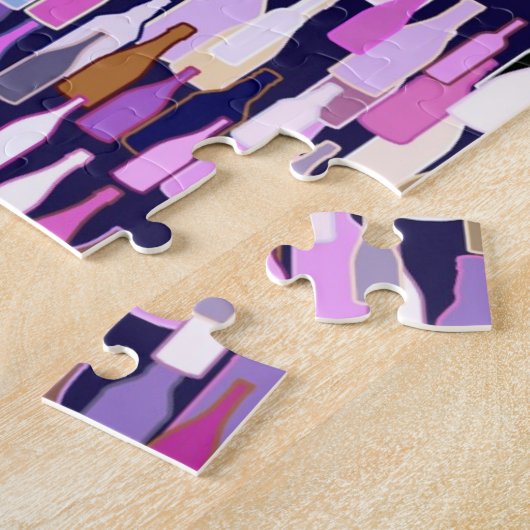 Weinflaschen, multi Farbe, dunkelblauer Puzzle (Seite)