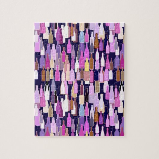 Weinflaschen, multi Farbe, dunkelblauer Puzzle (Vertikal)