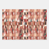 Weinflaschen Muster, Rost, Beige und Burgund Geschenkpapier Set (Vorderseite 3)