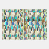 Weinflaschen Muster, Rost, Beige und Burgund Geschenkpapier Set (Vorderseite)