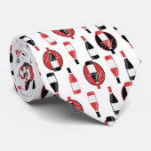 Weinflaschen Muster rot und schwarz Krawatte (Gerollt)