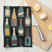 Weinflaschen Schwarz Küchentuch (Viertel Falte)
