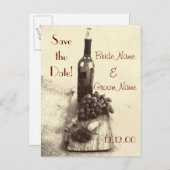 Weinflaschen-Trauben und Korkenzieher Ankündigungspostkarte (Vorne/Hinten)