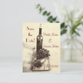 Weinflaschen-Trauben und Korkenzieher Ankündigungspostkarte (Stehend Vorderseite)