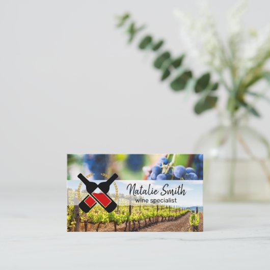 Weinflaschen | Trauben | Weinberg Visitenkarte (Stehend Vorderseite)