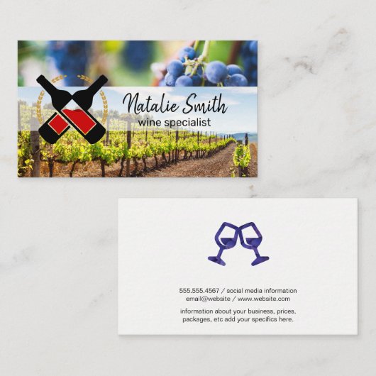Weinflaschen | Trauben | Weinberg Visitenkarte (Vorne/Hinten)