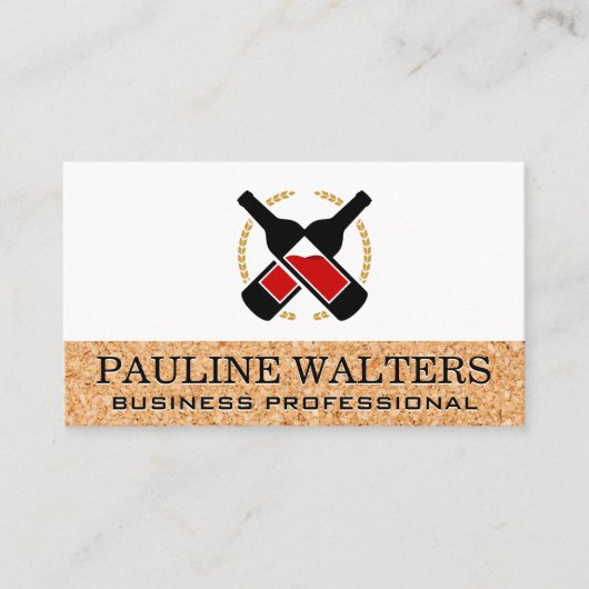 Weinflaschen und Cork Business Card Visitenkarte (Vorderseite)