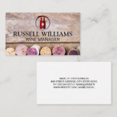 Weinflaschen und Glas | Korken an der Tabelle Visitenkarte (Vorne/Hinten)