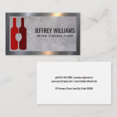 Weinflaschen und Glas | Metallgrenze Visitenkarte (Vorne/Hinten)