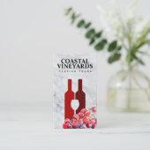 Weinflaschen und Glas | Weintrauben Visitenkarte (Stehend Vorderseite)