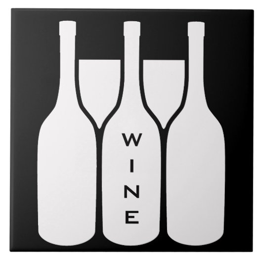Weinflaschen und Glasdesign Keramik Tile Fliese (Vorderseite)