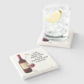 Weinflaschen- und -glasillustration steinuntersetzer (Seitenansicht)