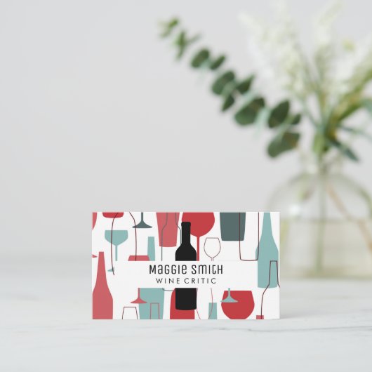 Weinflaschen und Glaswaren Muster Visitenkarte (Stehend Vorderseite)