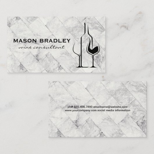 Weinflaschen und Glaswaren | Weinkeller Visitenkarte (Vorne/Hinten)
