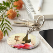 Weinflaschen und Granatapfelate Schlüsselanhänger (Seite)