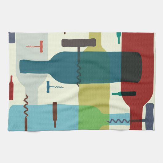 Weinflaschen- und -öffnerentwurf handtuch (Horizontal)