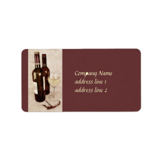 Weinflaschen und Weinglas Adressaufkleber