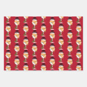 Weinflaschen Weihnachtsschneemann Geschenkpapier Set (Vorderseite 3)