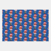 Weinflaschen Weihnachtsschneemann Geschenkpapier Set (Vorderseite 2)