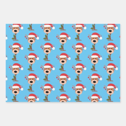 Weinflaschen Weihnachtsschneemann Geschenkpapier Set (Vorderseite)