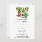 Weinflaschen Wein mit minimalistischer Wasserfarbe Einladung (Vorderseite)