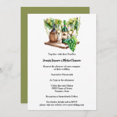 Weinflaschen Wein mit minimalistischer Wasserfarbe Einladung (Vorne/Hinten)