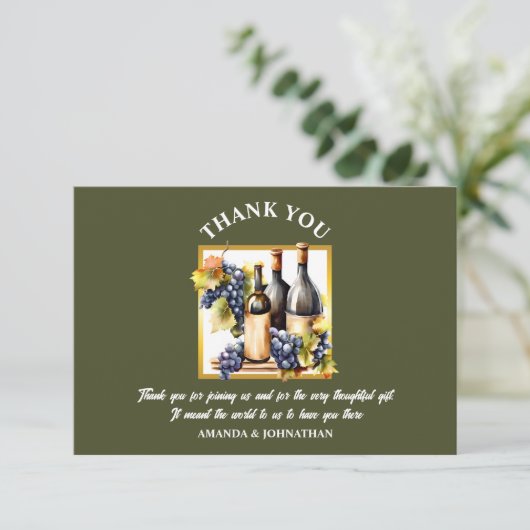 Weinflaschen Wein Weingarten Dank Dankeskarte (Stehend Vorderseite)