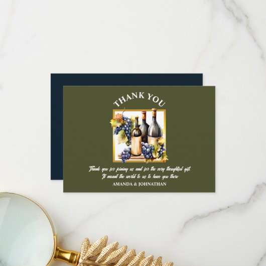 Weinflaschen Wein Weingarten Dank Dankeskarte (Vorderseite/Rückseite Beispiel)