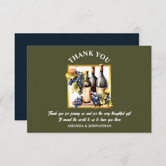 Weinflaschen Wein Weingarten Dank Dankeskarte (Vorne/Hinten)