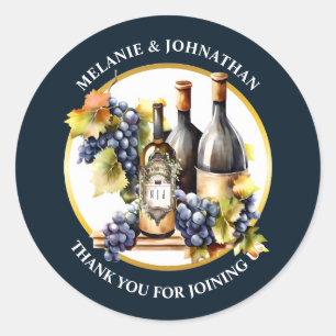 Weinflaschen Wein Weintrauben Monogramm Land Runder Aufkleber