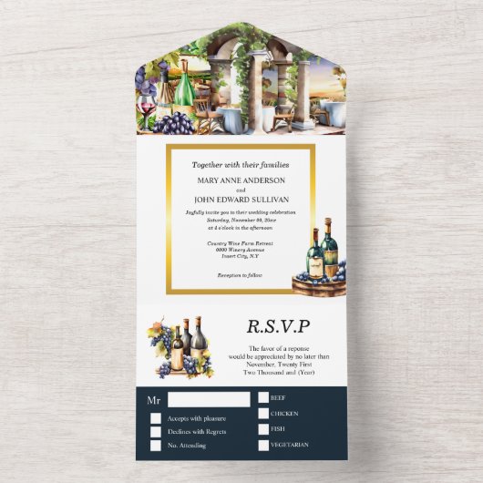 Weinflaschen Weinberg Wein Weinflaschen Weintraube All In One Einladung (Innen Boden)