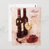 Weinflaschen, Weinglas und Trauben Postkarte (Vorne/Hinten)